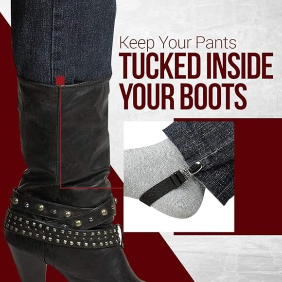 Hold’Em 1” Boot Straps Leg Pant Stirrup Elastic Extra Heavy Clips - Gray - Picture 2 of 8